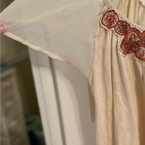 Deletta (Anthropologie) Cream Blouse with Red Embroidery - Picture 4 of 9